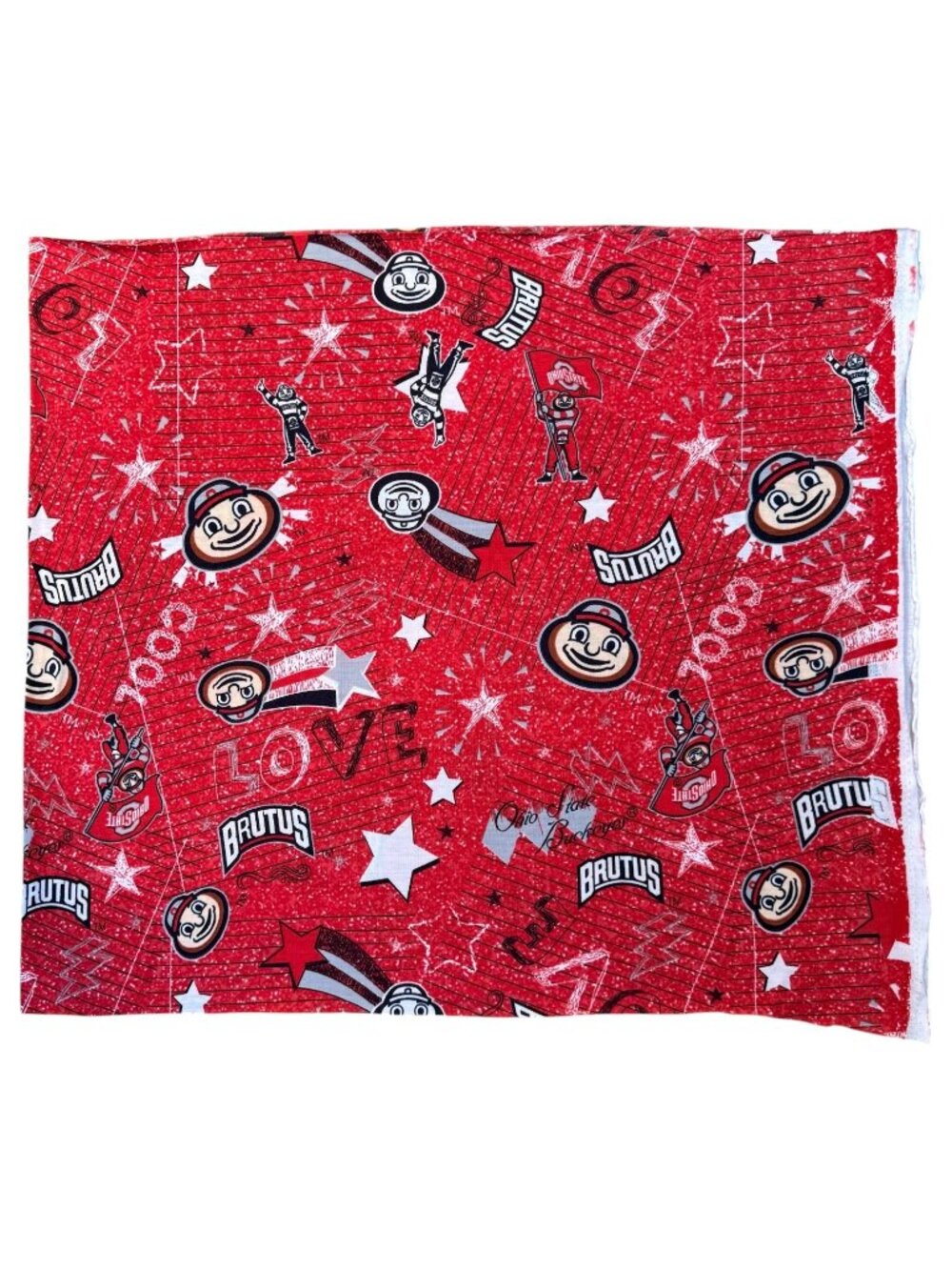 Ohio State University Buckeyes Brutus Fabric Panel 3/4 Yard Red Knit 27”x60” - Picture 5 of 5